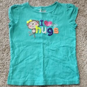 Jumping Beans Turquoise Tee with Embroidered Monkey Design